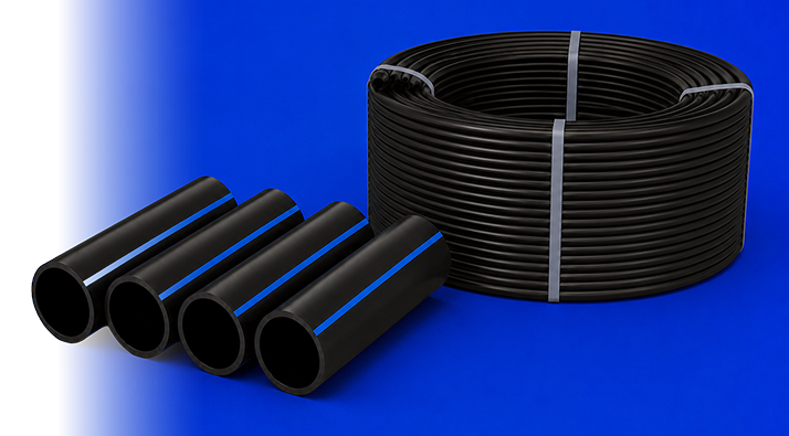 Caños de HDPE apilados