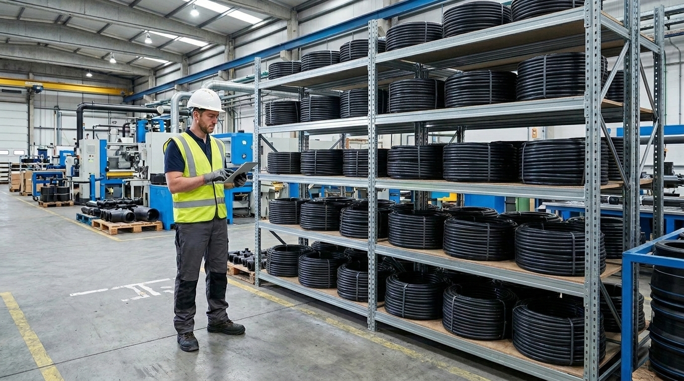 Depósito de LEMPLAST con stock de caños y accesorios en PEAD